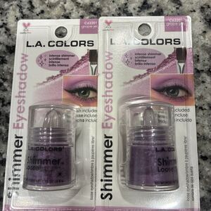 2- LA COLORS Intense Shimmer Eye Shadow Grape Jelly Lavender Purple w/Brush